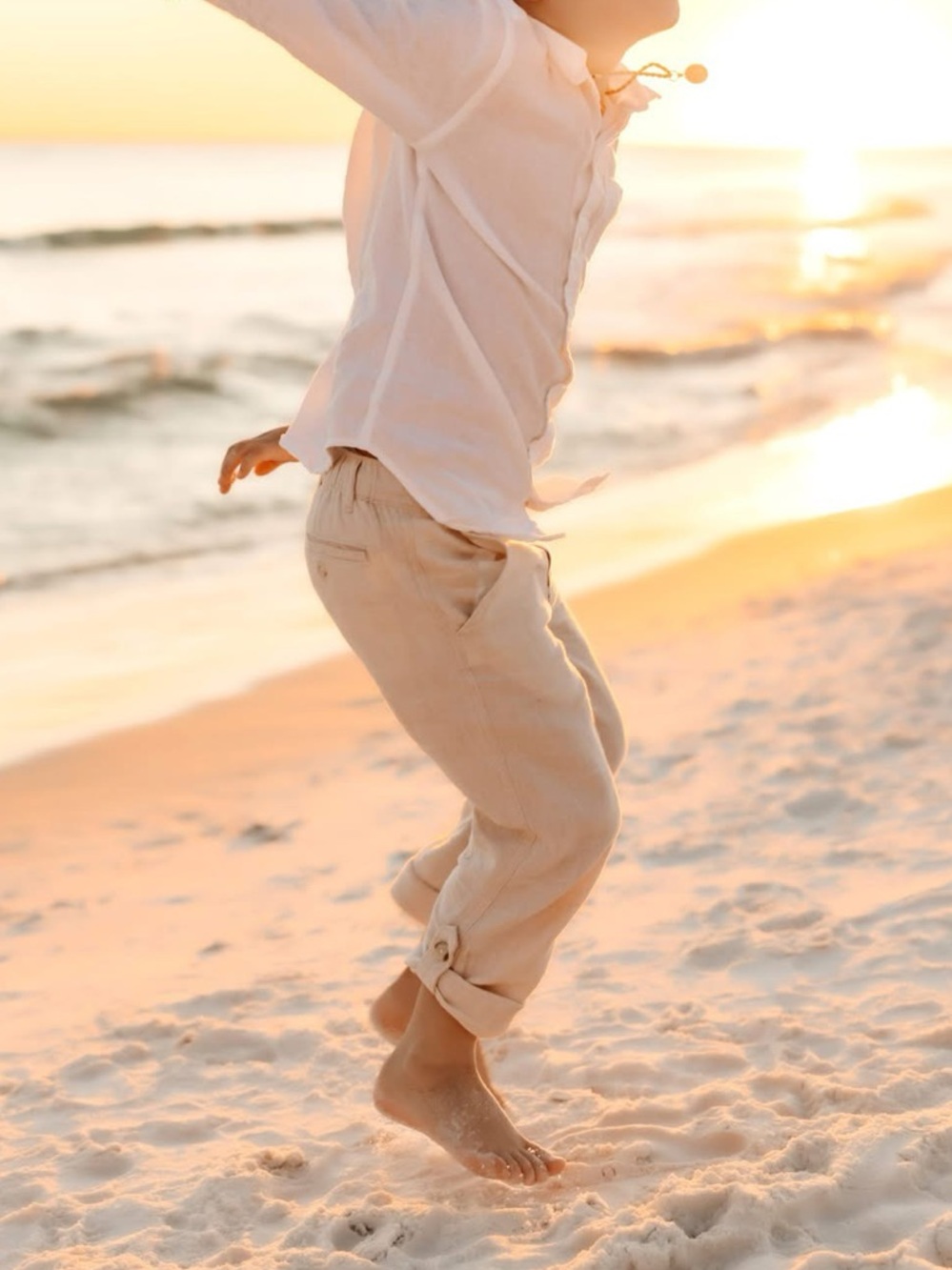 Boys Casual Drawstring Linen Pants — Beige